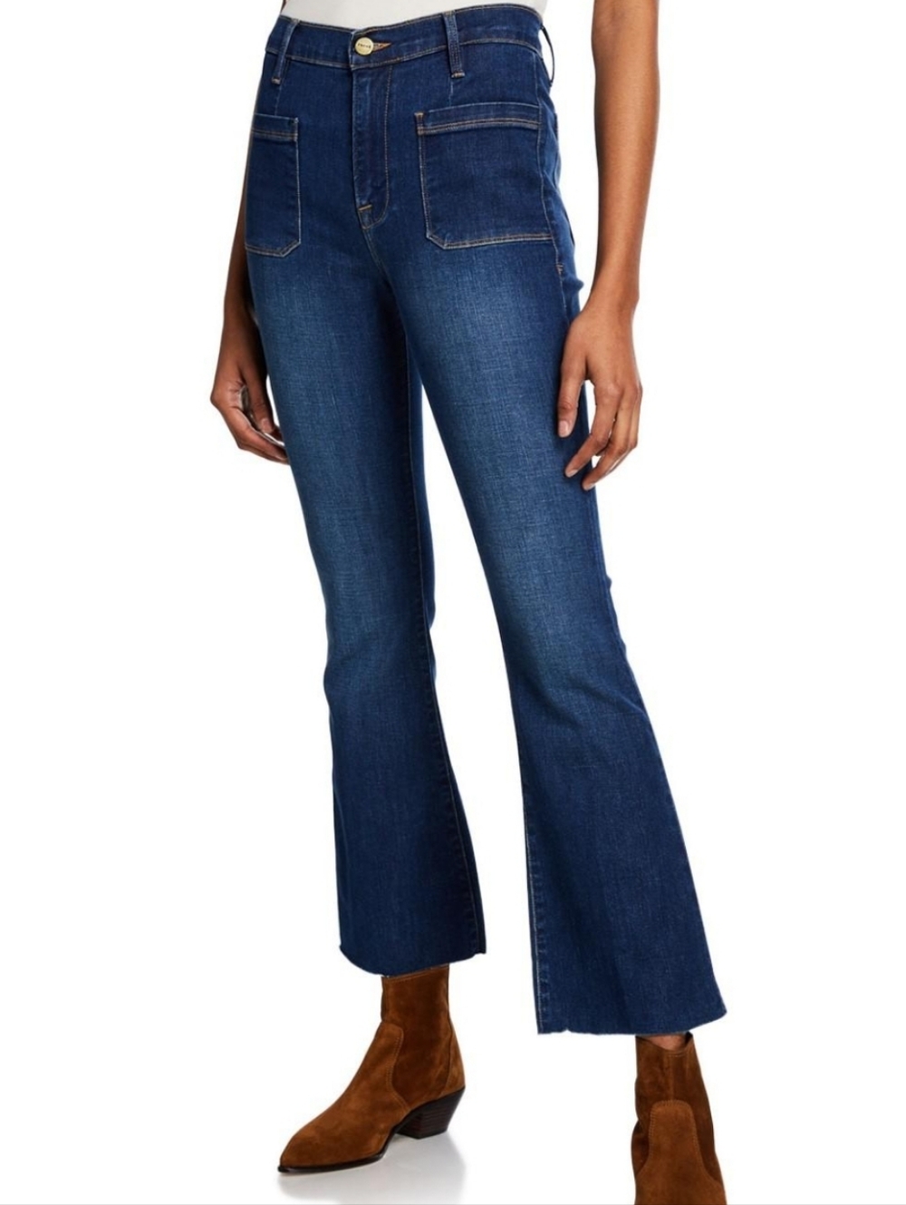 ✨️FRAME Le Bardot Crop Flare Leg Jeans,Fit 27, Frayed Hem.